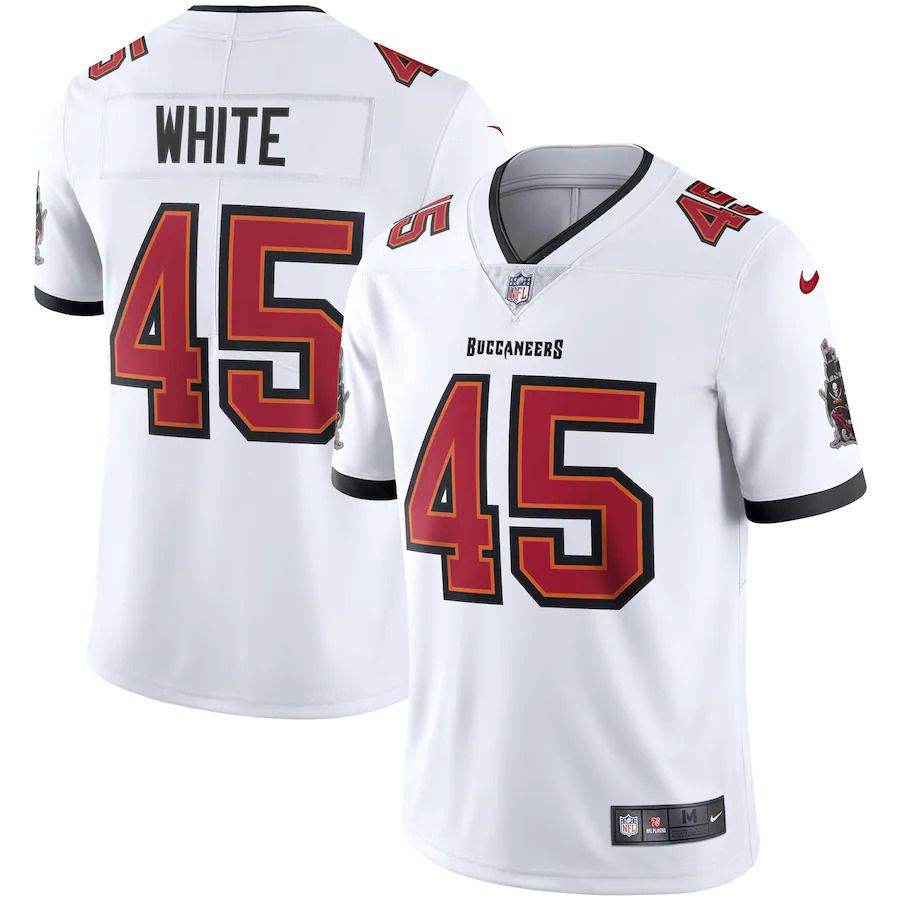 Men Tampa Bay Buccaneers #45 Devin White Nike White Vapor Limited NFL Jersey